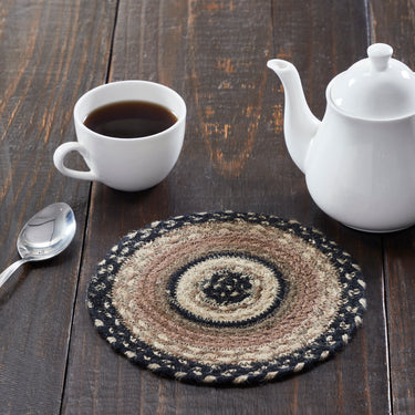 Sawyer Mill Charcoal Creme Jute Braided Trivet 8